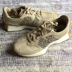 New Balance 327 Tan and Leopard Print Women's Sneakers